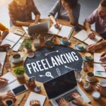 Beginner freelancer working from home on laptop starting their freelance career with no experience